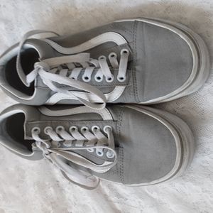 VANS WOMENS  GREY CANVAS LACEUP SHOES W8